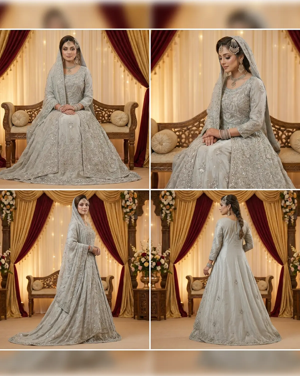 Grey Areeb Open Bridal Maxi - Image 4