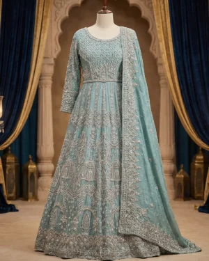 Ice Blue Riya Bridal Maxi