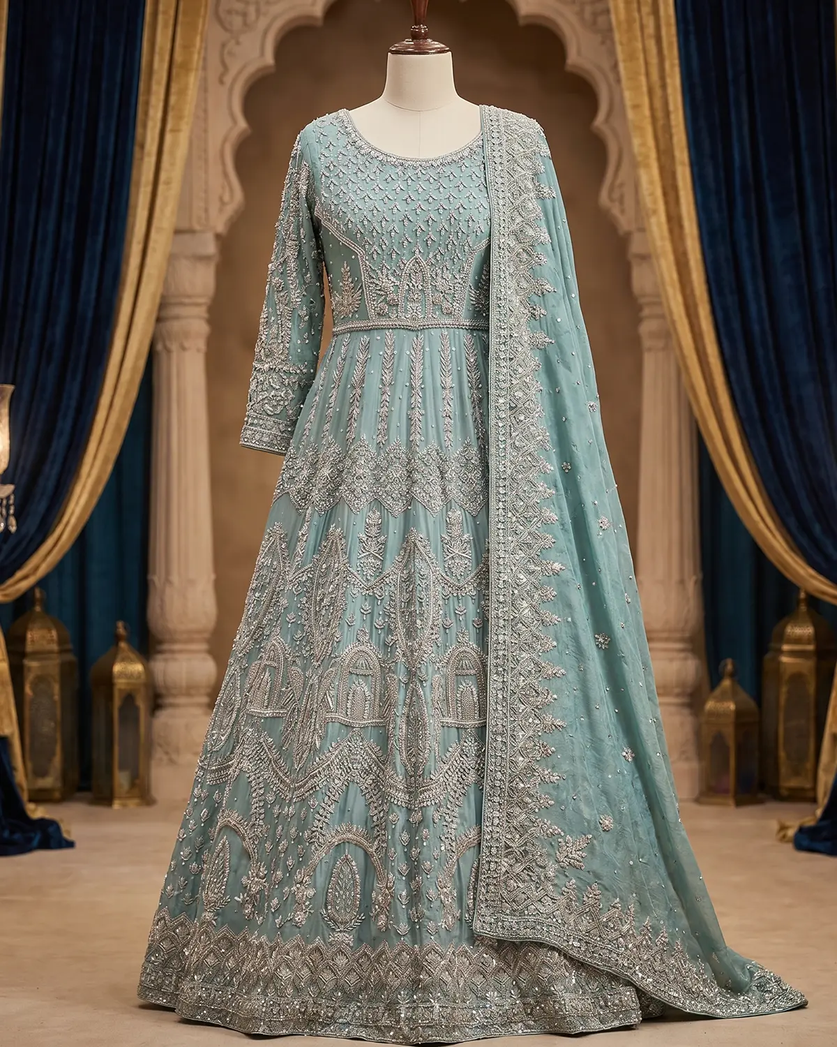 Ice Blue Riya Bridal Maxi