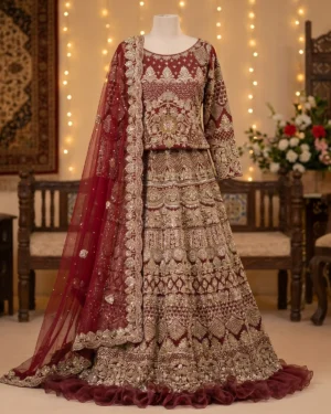 Maroon Heavy Embroidered Bidal Lehenga Choli