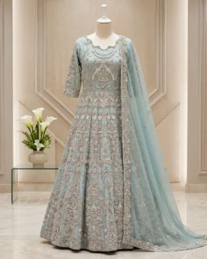 Mat Blue Anaya Bridal Maxi