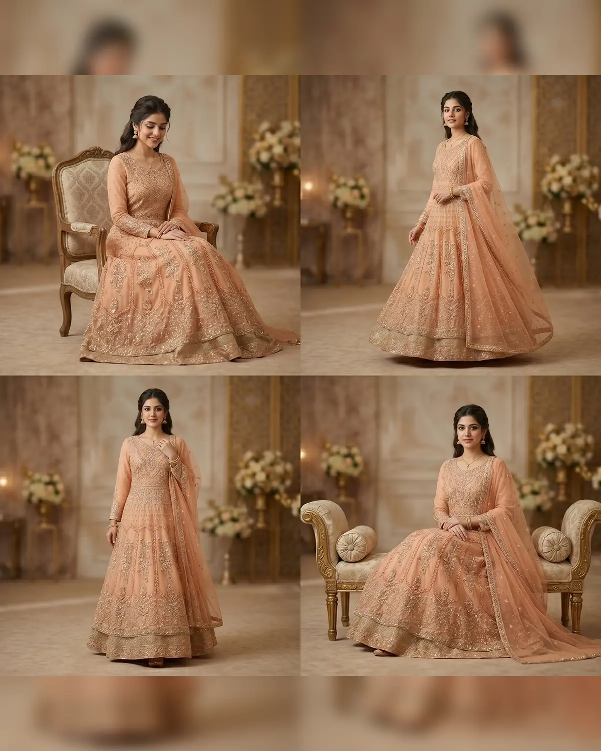 Peach Pearl Double Flair Formal Maxi - Image 3