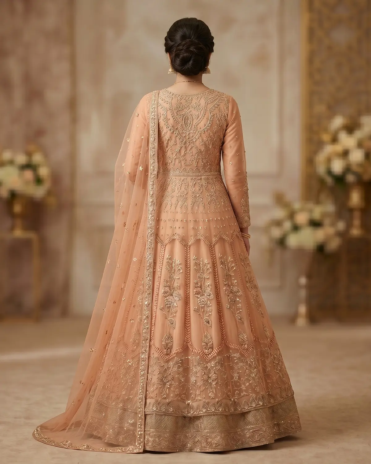 Peach Pearl Double Flair Formal Maxi - Image 4