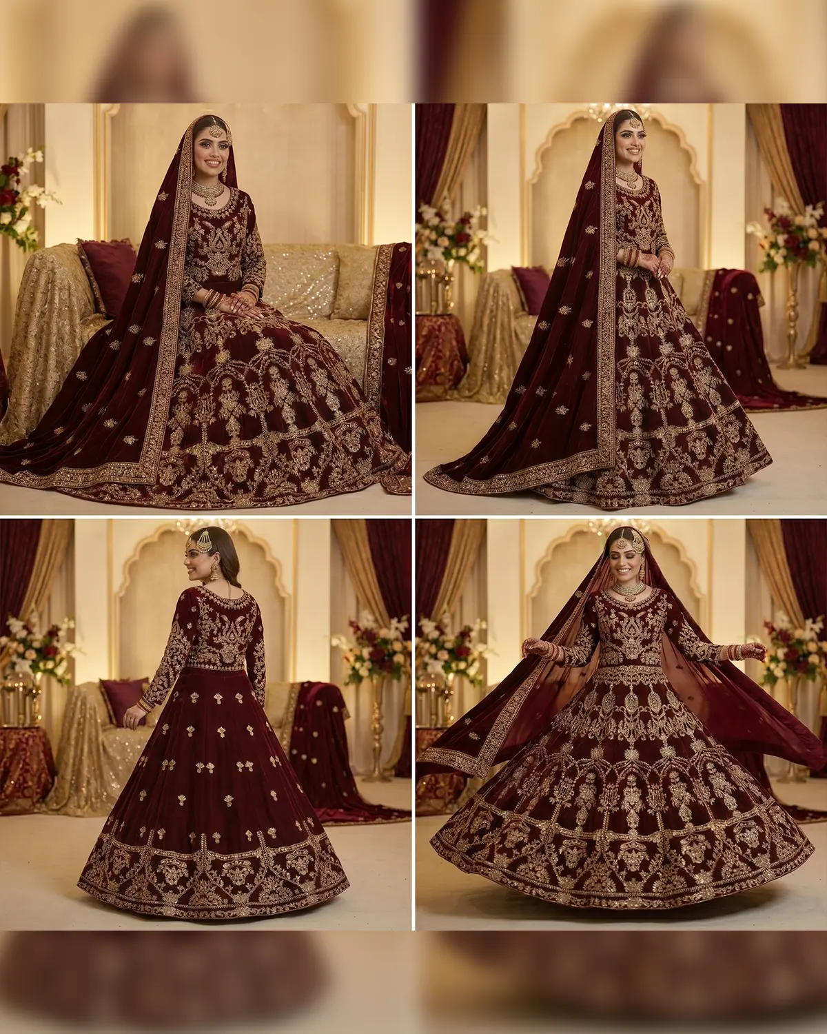 Premium Maroon Patterned Bridal Lehenga Choli - Image 4