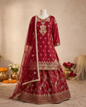 Red Farshi Lehenga Shirt