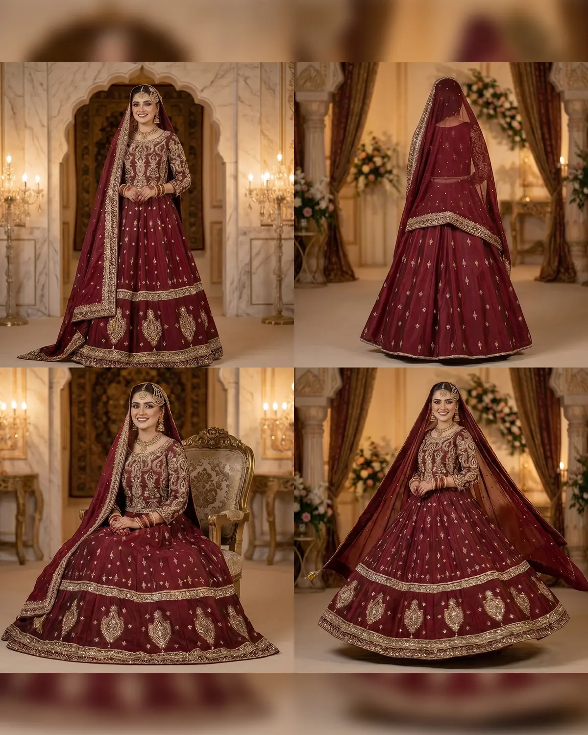 Royal Maroon Zari Bridal Lehenga Choli - Image 4