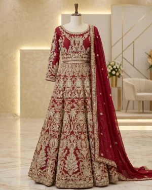 Royal Red Embellished Bridal Lehenga Choli