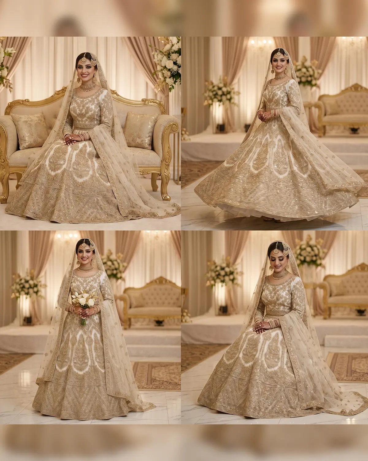Royal White Golden Areeb Briadal Maxi/Lehenga Choli - Image 4