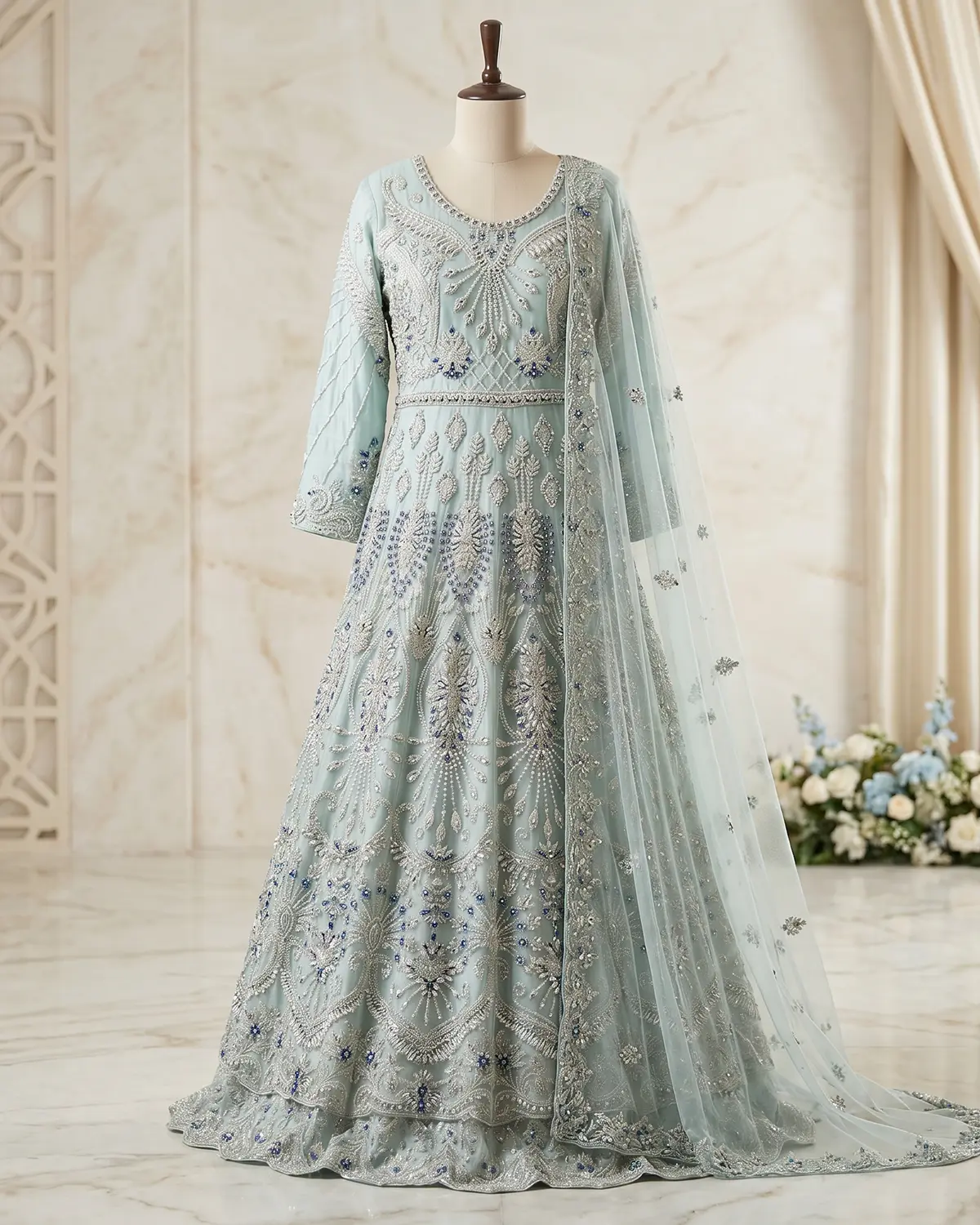 Sky Blue 2 Flares Formal Maxi
