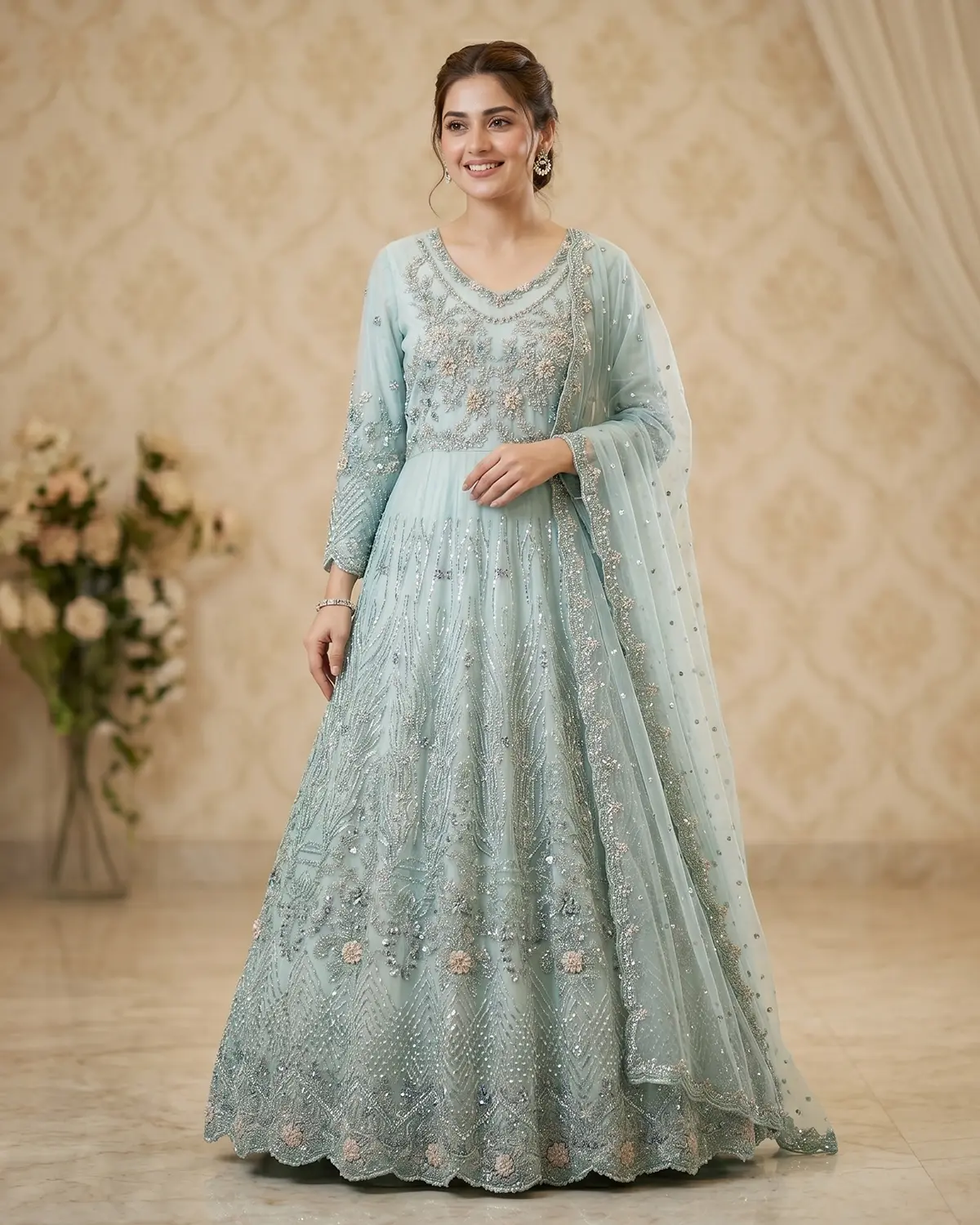 Sky Blue 2 Shades Formal Maxi - Image 2