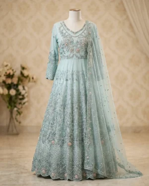 Sky Blue 2 Shades Formal Maxi