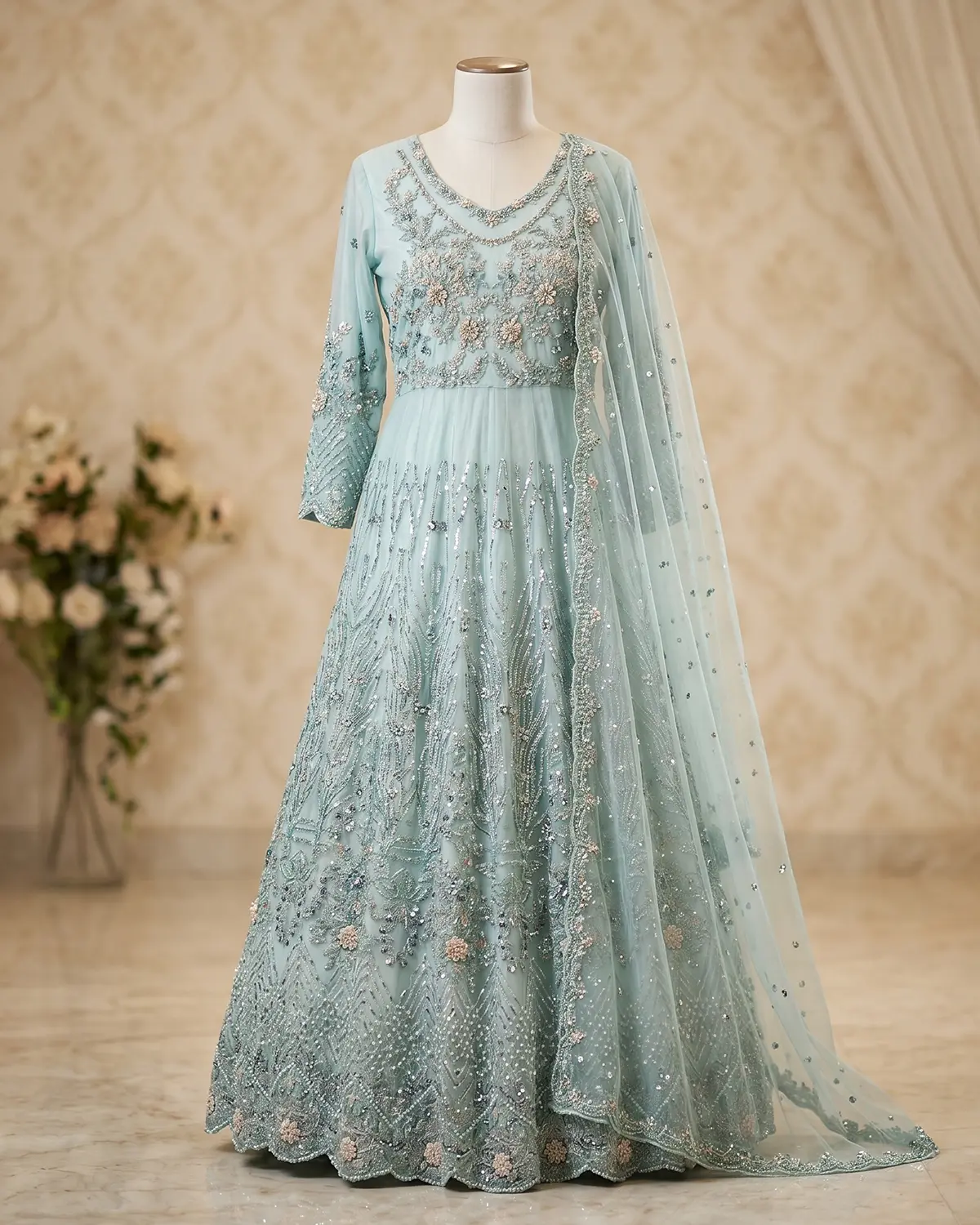 Sky Blue 2 Shades Formal Maxi