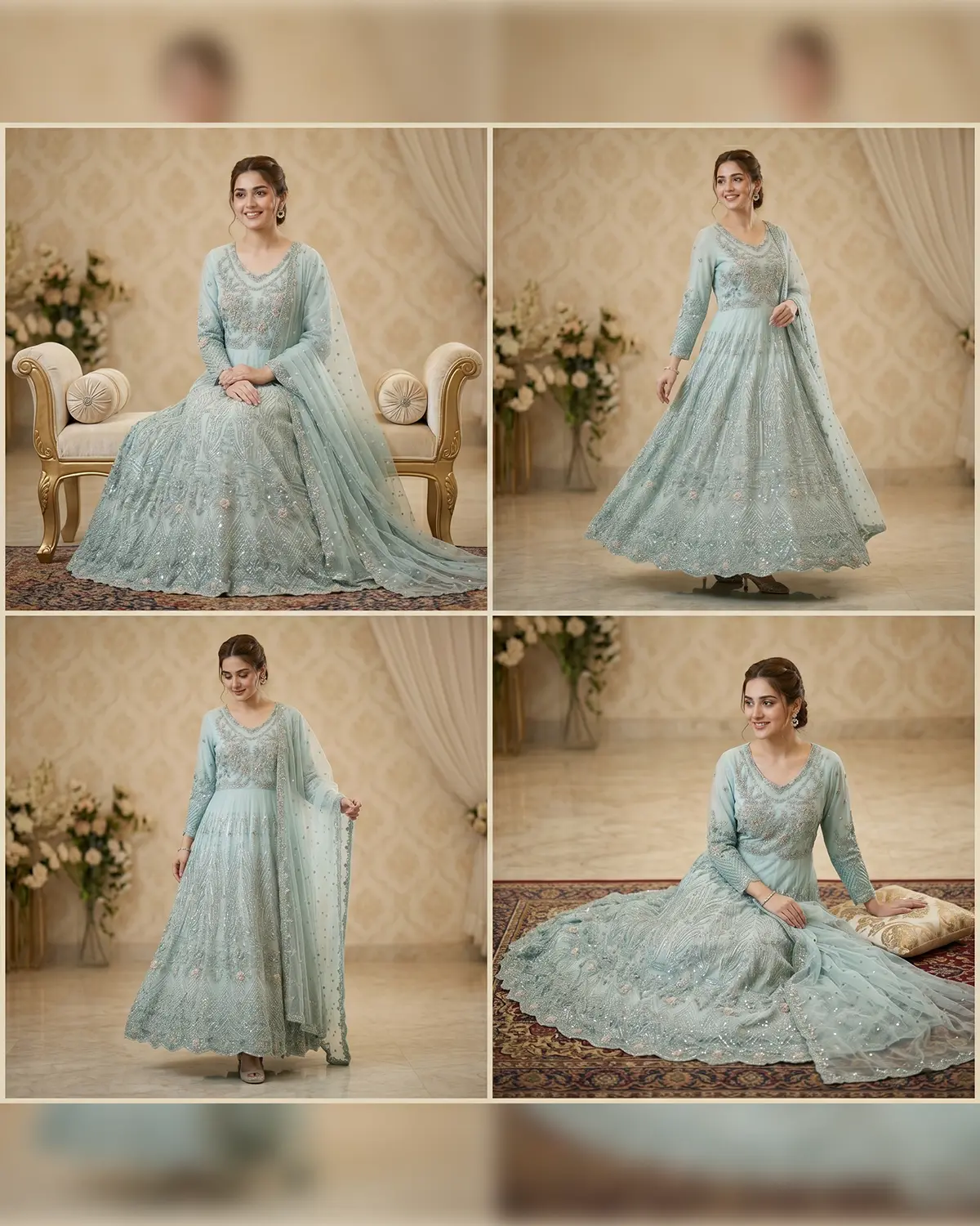Sky Blue 2 Shades Formal Maxi - Image 4