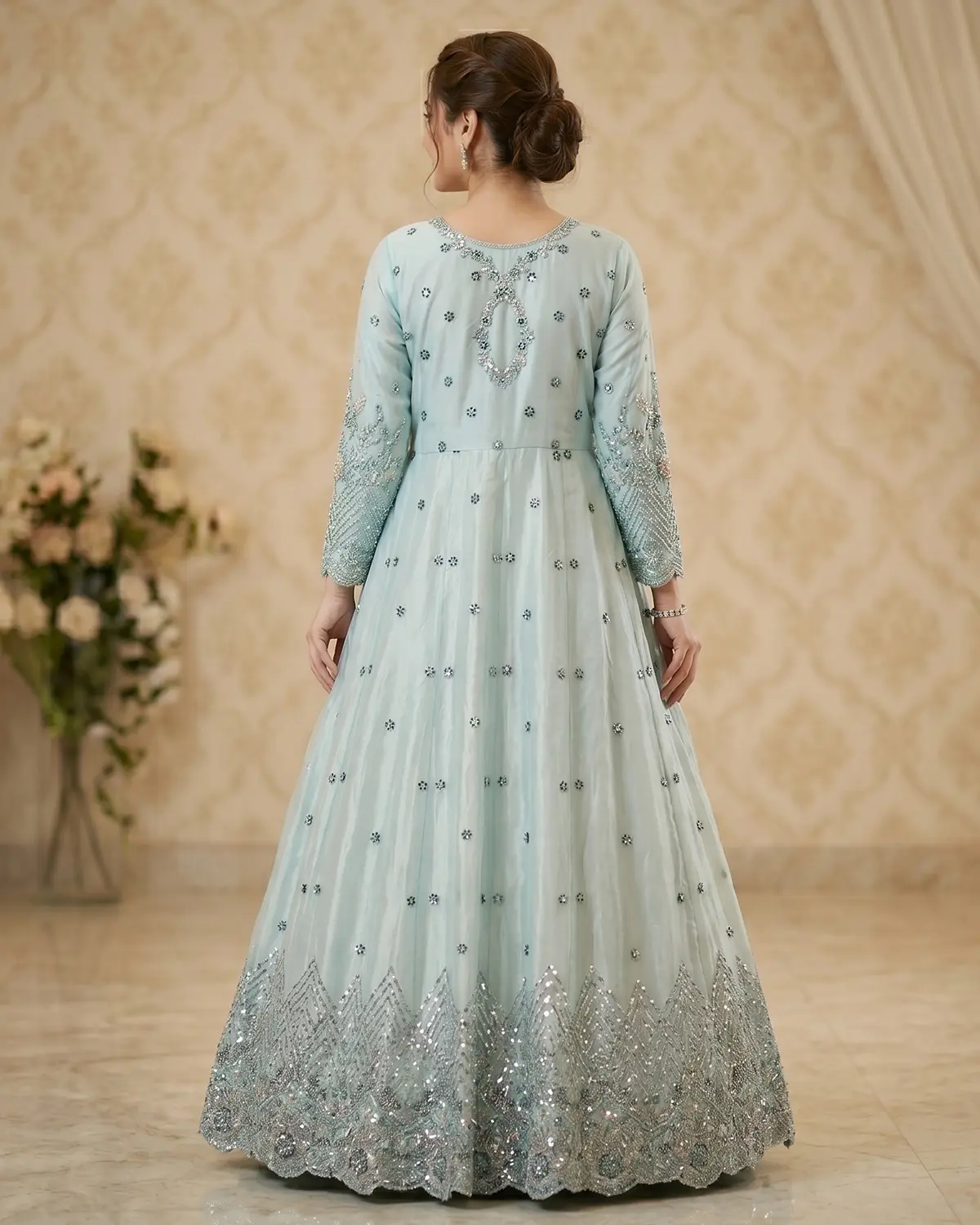 Sky Blue 2 Shades Formal Maxi - Image 3