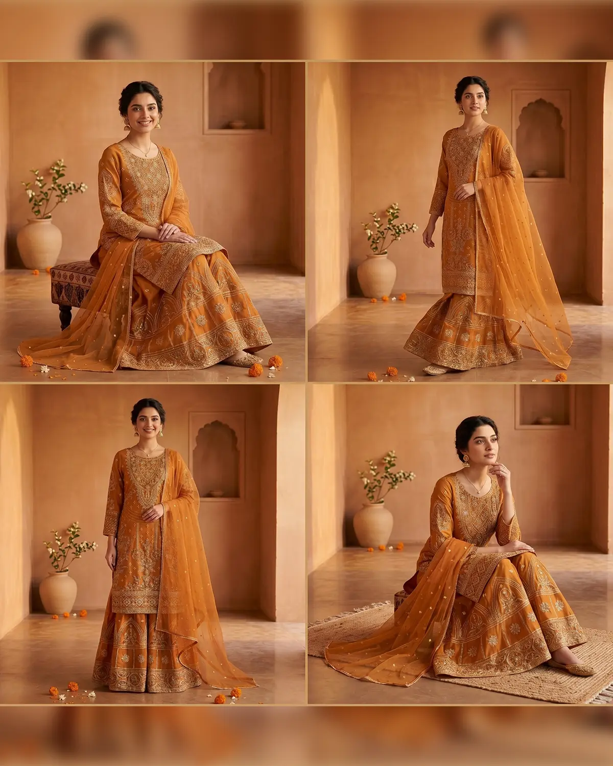Sunset Orange Sharara Wear - Image 4