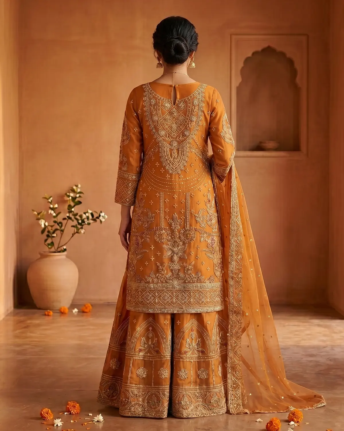 Sunset Orange Sharara Wear - Image 3