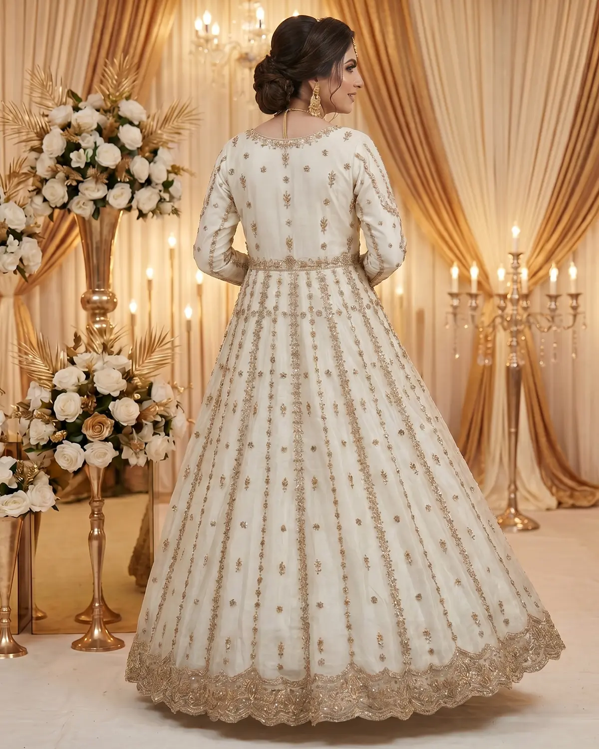 White Gold Ramsha Bridal Maxi - Image 3