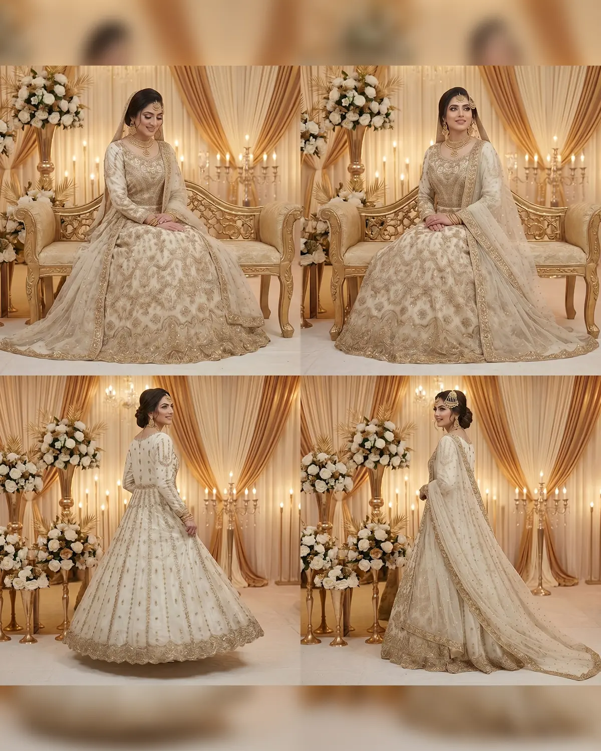 White Gold Ramsha Bridal Maxi - Image 4