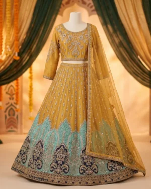 Yellow Ebrodried Formal Lehenga Choli