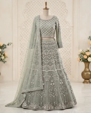 Aqua Green 2 Shades Formal Lehenga Choli