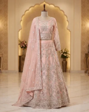 Baby Pink Zari Formal Lehenga Choli
