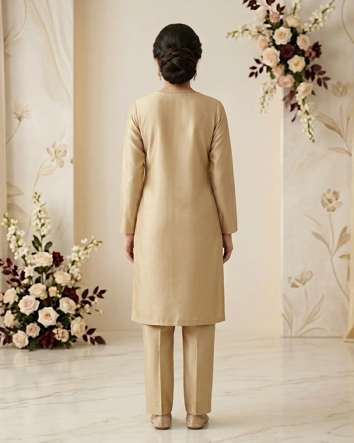 Beige Formal Shirt Trouser Suit - Image 3
