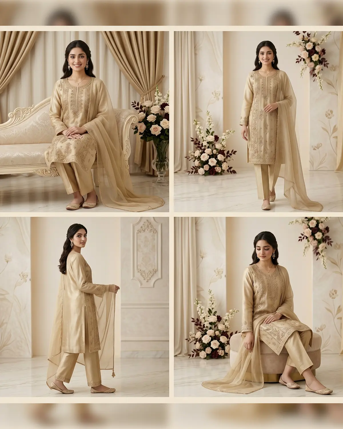 Beige Formal Shirt Trouser Suit - Image 4