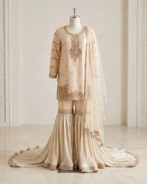 Beige Tail Sharara Wear