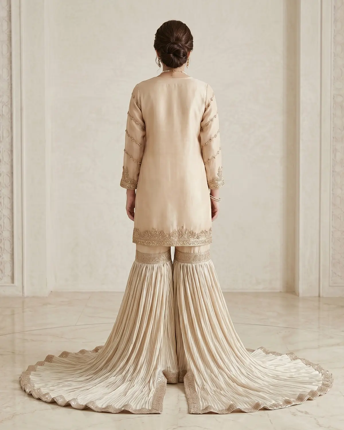 Beige Tail Sharara Wear - Image 3