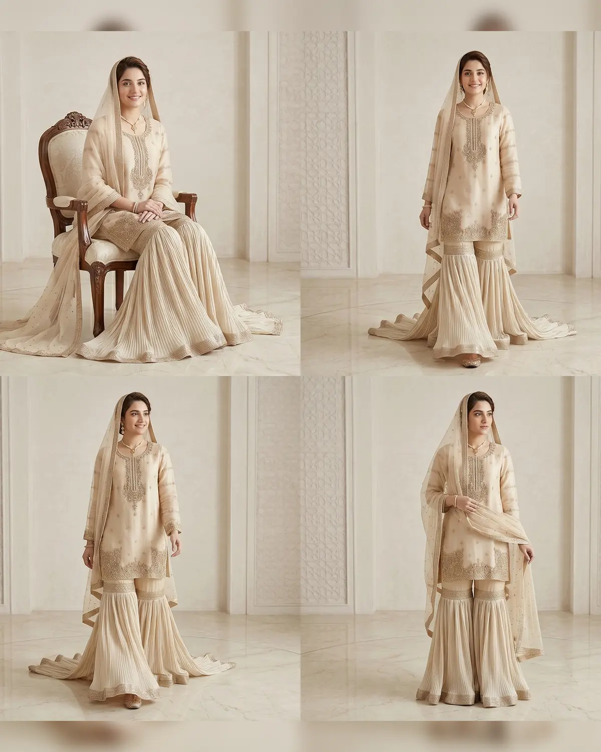 Beige Tail Sharara Wear - Image 4
