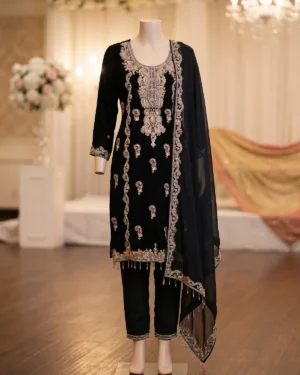 Black Velvet Formal Shirt Trouser Suit