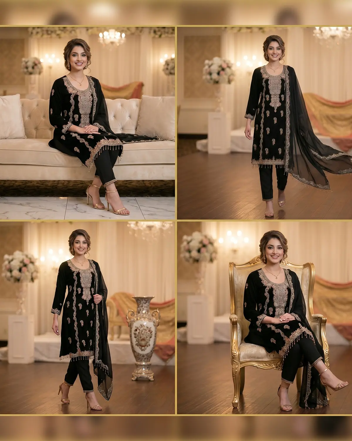 Black Velvet Formal Shirt Trouser Suit - Image 4