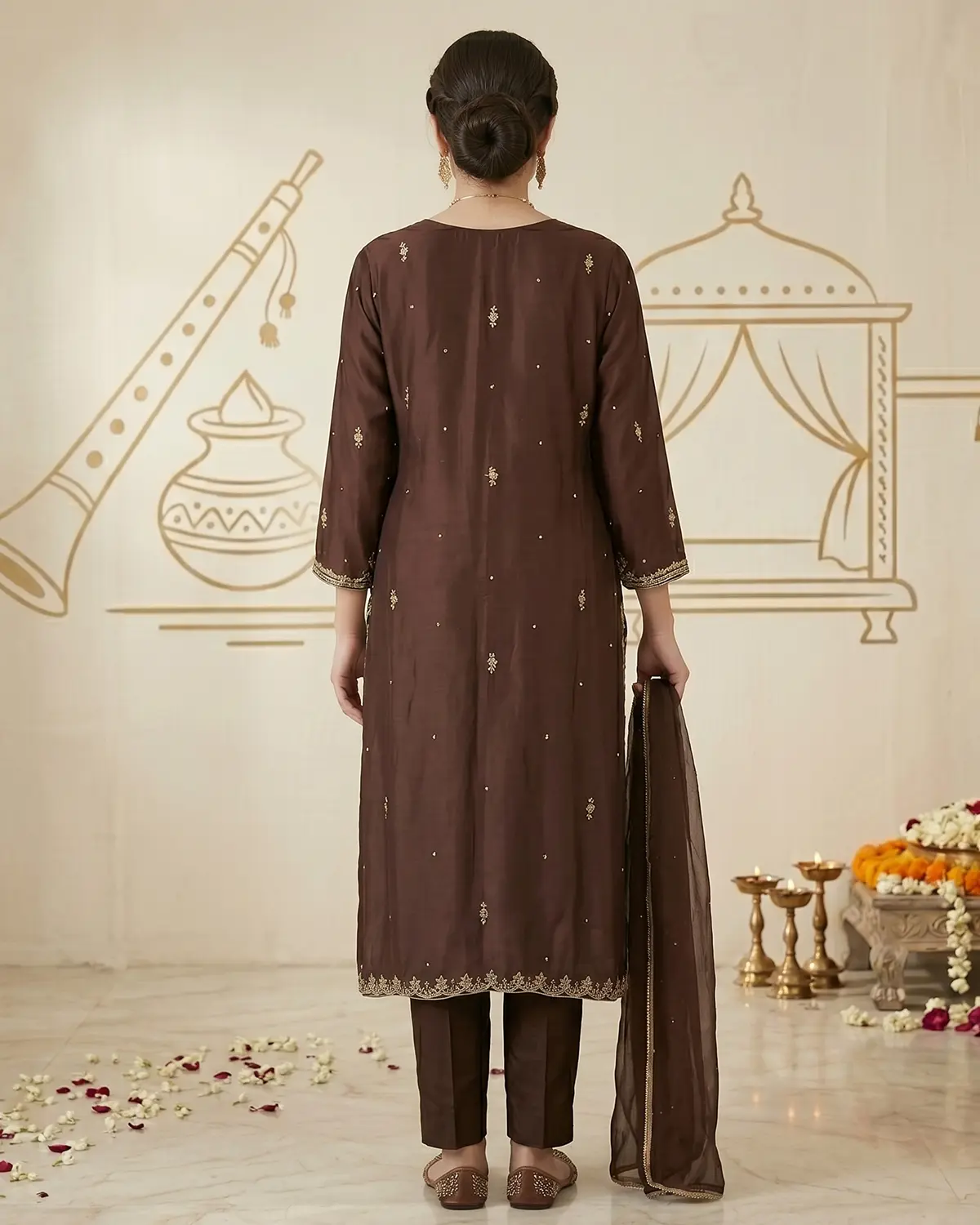 Brown Formal Shirt Trouser Suit - Image 3