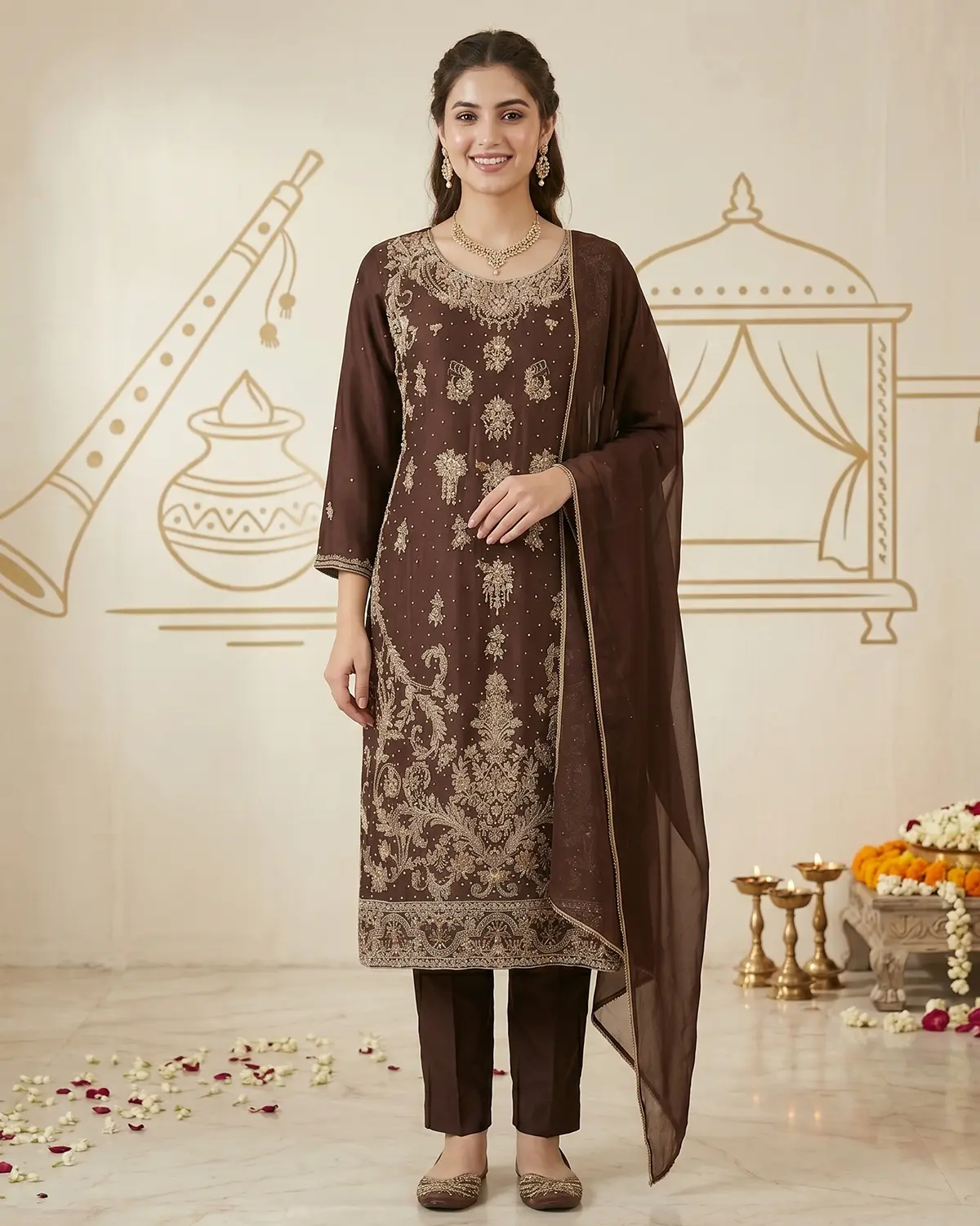 Brown Formal Shirt Trouser Suit - Image 2