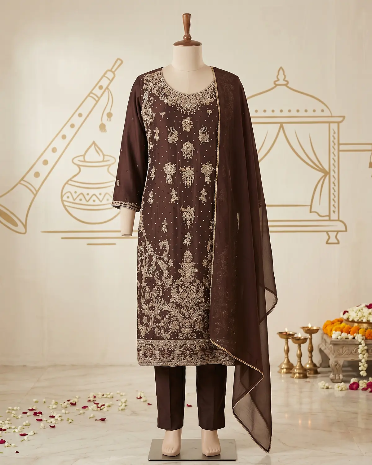 Brown Formal Shirt Trouser Suit