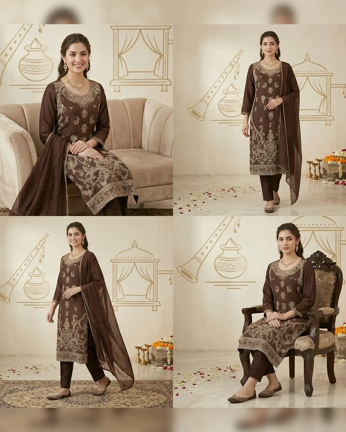 Brown Formal Shirt Trouser Suit - Image 4