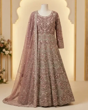 Classic Pink Fully Heavy Embriodered Indian Style Formal Maxi Wear