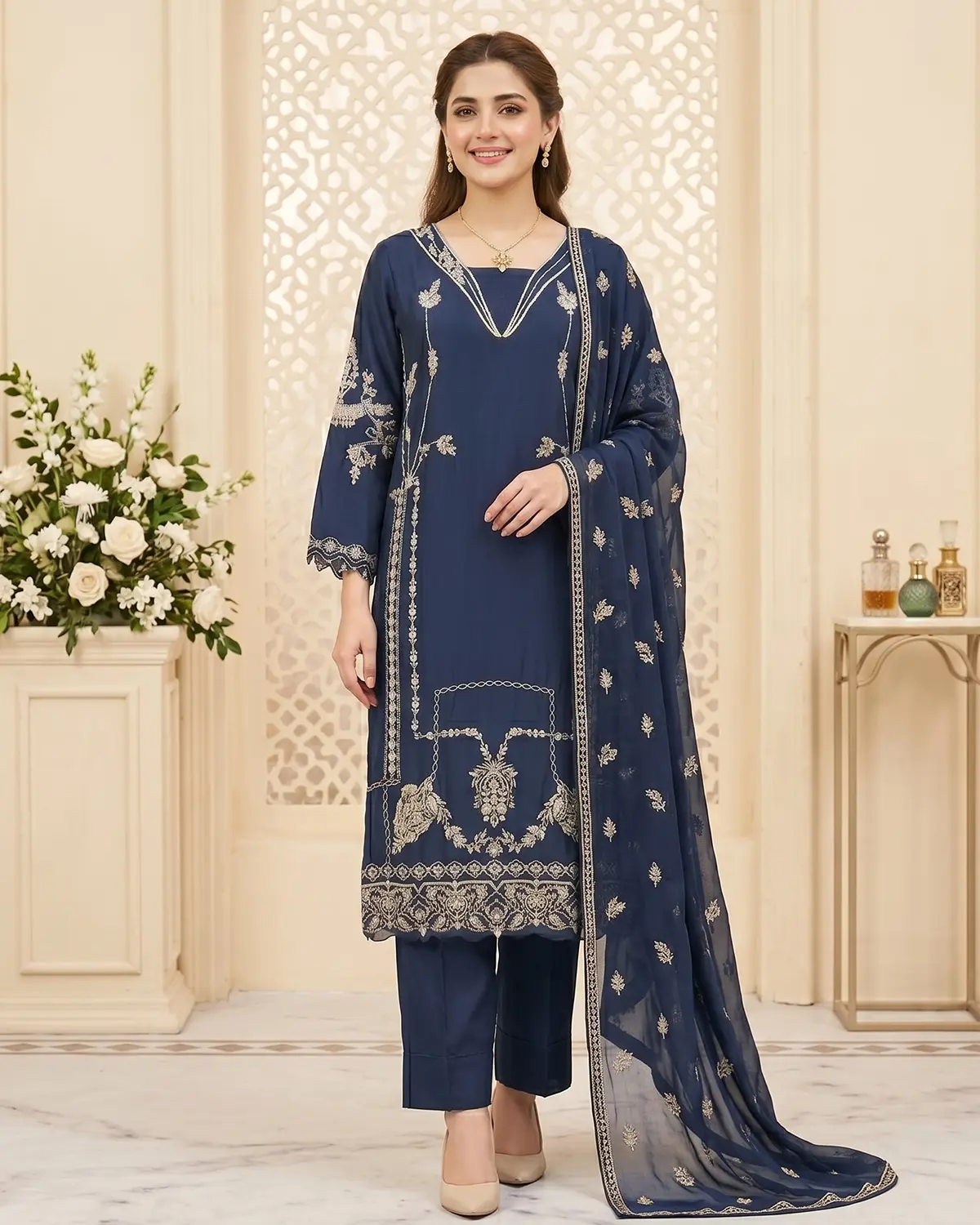 Dark Blue Formal Shirt Trouser Suit - Image 2