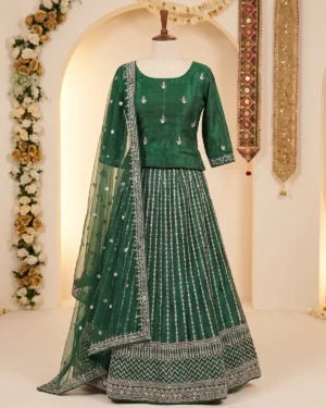 Green Zari Formal Lehenga Shirt