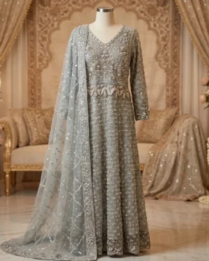 Grey Anarkali Formal Maxi