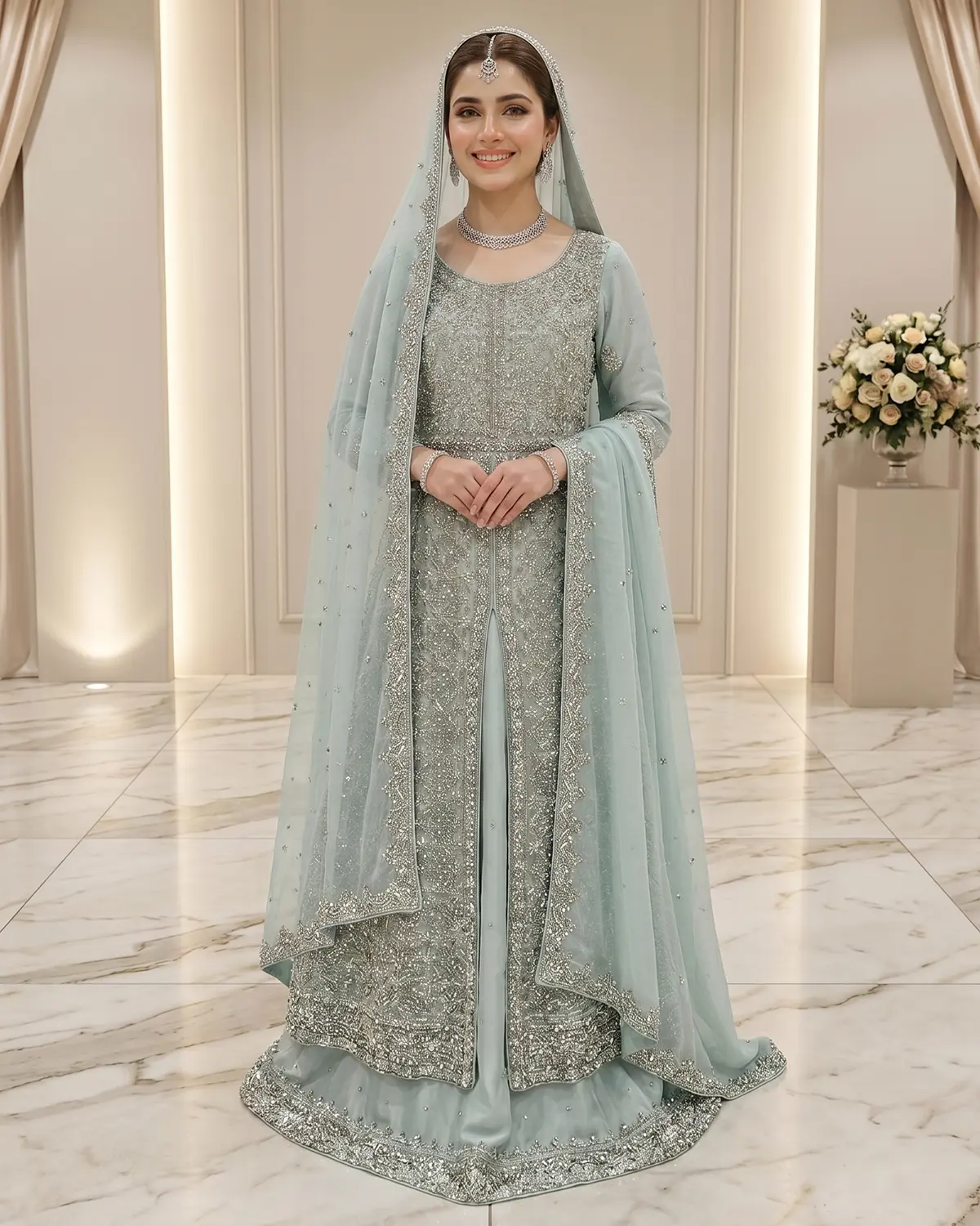 Ice Blue Anya Bridal Lehenga Maxi - Image 2