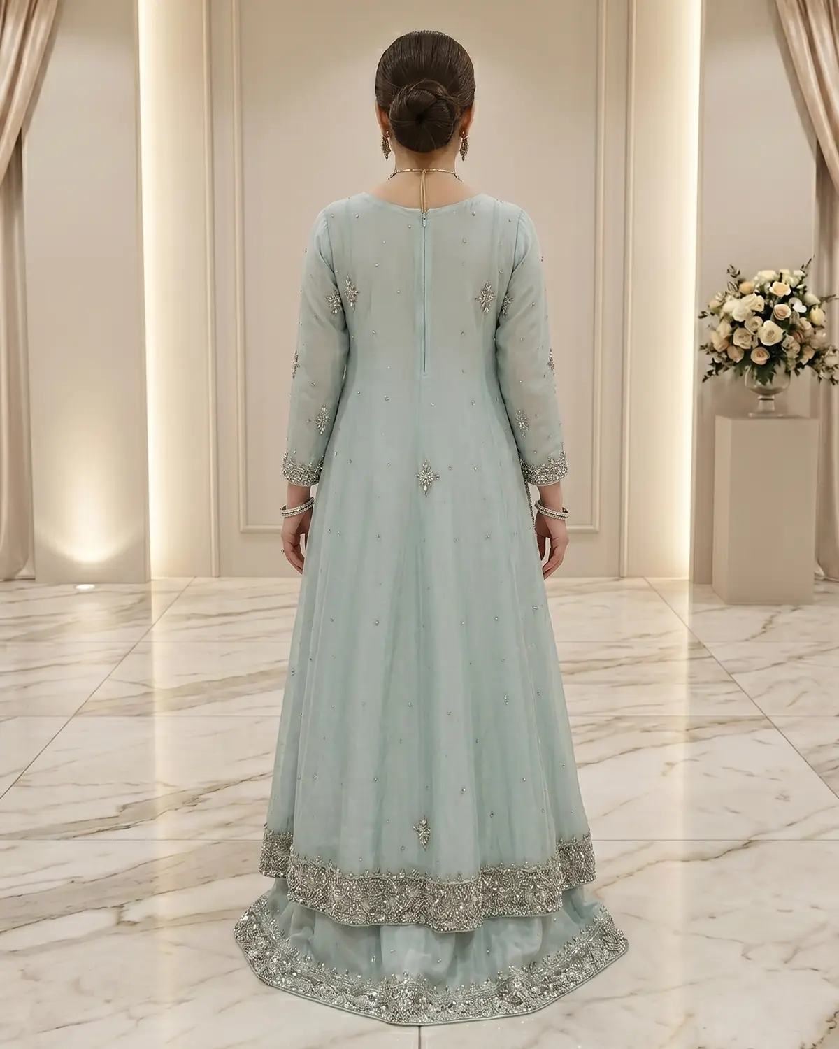Ice Blue Anya Bridal Lehenga Maxi - Image 3
