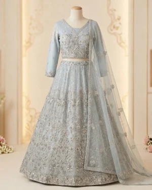 Ice Blue Formal Lehenga Choli/Maxi