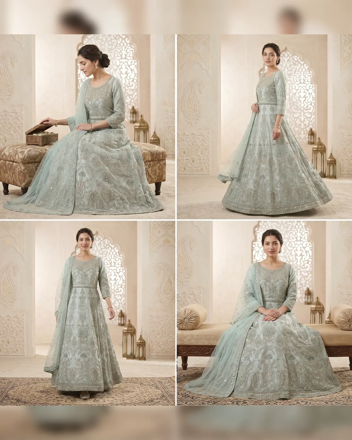Light Blue Formal Lehenga Choli - Image 4