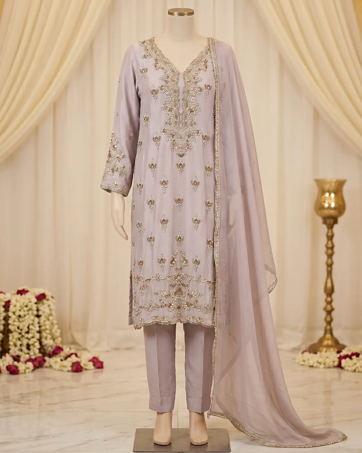 Light Purple Formal Shirt Trouser Suit