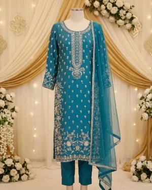 Light Zinc Zardozi Formal Shirt Trouser Suit