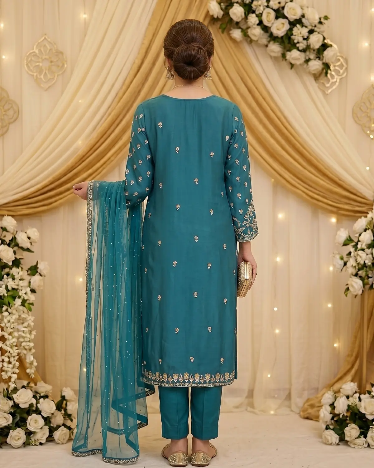 Light Zinc Zardozi Formal Shirt Trouser Suit - Image 3
