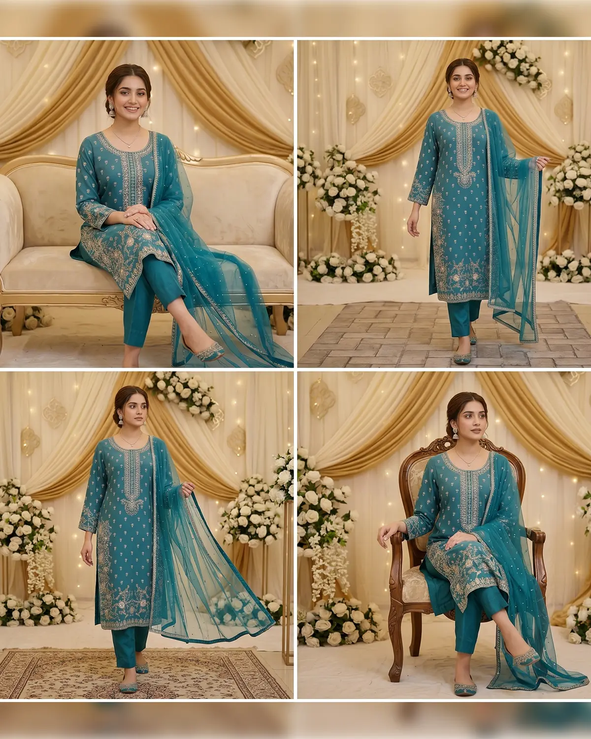 Light Zinc Zardozi Formal Shirt Trouser Suit - Image 4