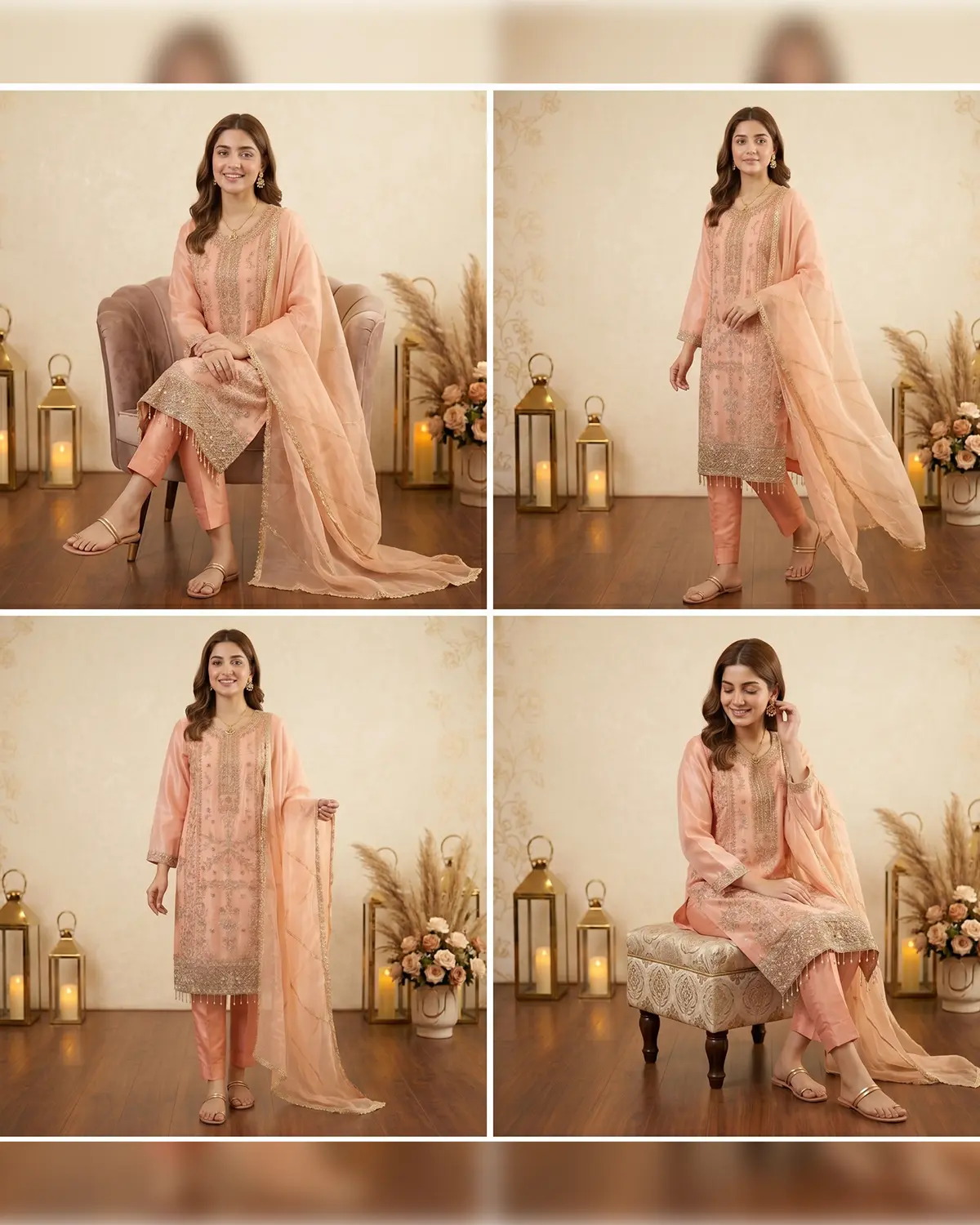Light pink Zari Formal Shirt Trouser Suit - Image 4
