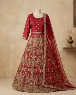 Maroon Embellished Formal Lehenga Choli